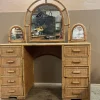 Pamono Knee Hole Cane and Bamboo Dressing Table with Surround Attached Mirrors> Dressing Tables