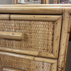 Pamono Knee Hole Cane and Bamboo Dressing Table with Surround Attached Mirrors><noscript><img width=
