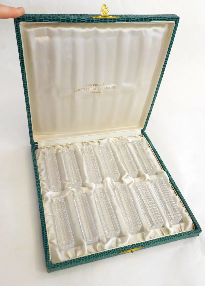 Online Pamono Knife Holders Cut Into Small Facets in Lorraine Crystal, 1950s, Set of 12