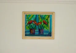 Pamono Knut Lindström, Fönster (Window), 1973, Oil on Canvas, Framed> Mid-Century