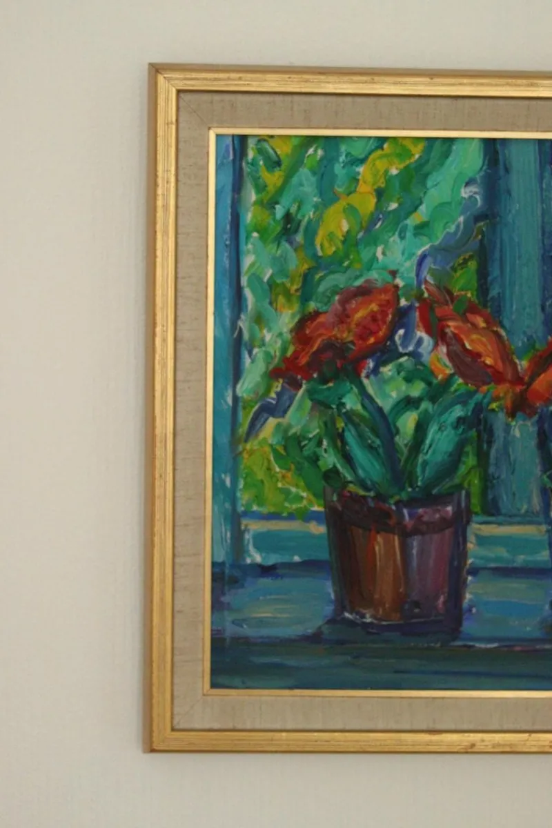 Pamono Knut Lindström, Fönster (Window), 1973, Oil on Canvas, Framed> Mid-Century