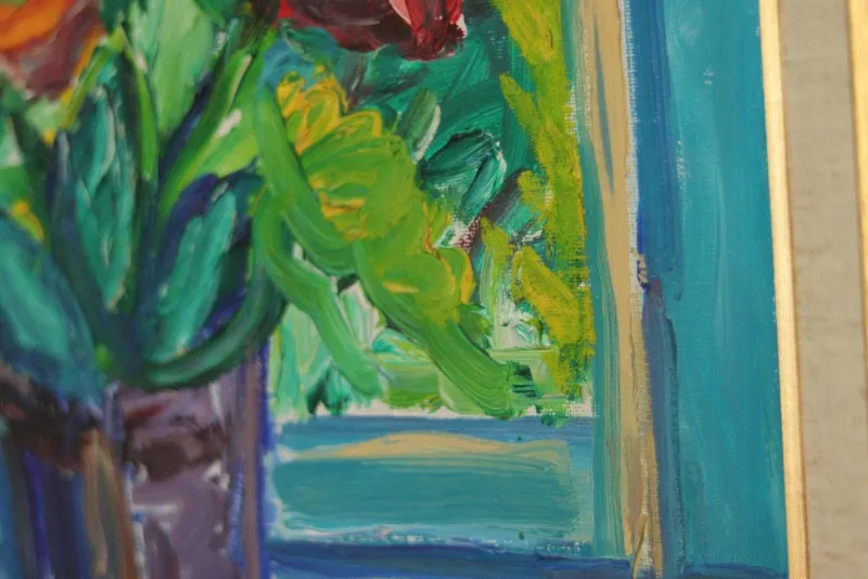 Pamono Knut Lindström, Fönster (Window), 1973, Oil on Canvas, Framed> Mid-Century