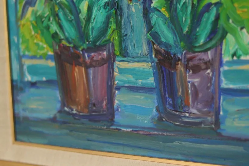 Pamono Knut Lindström, Fönster (Window), 1973, Oil on Canvas, Framed> Mid-Century