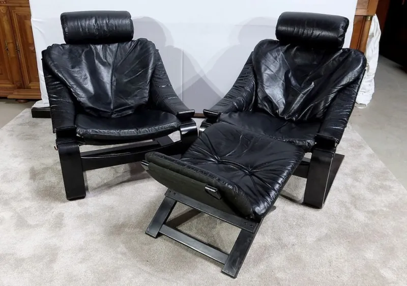 Pamono Kroken Lounge Set by Ake Fribyter for Nelo, 1974, Set of 3> Living Room Sets