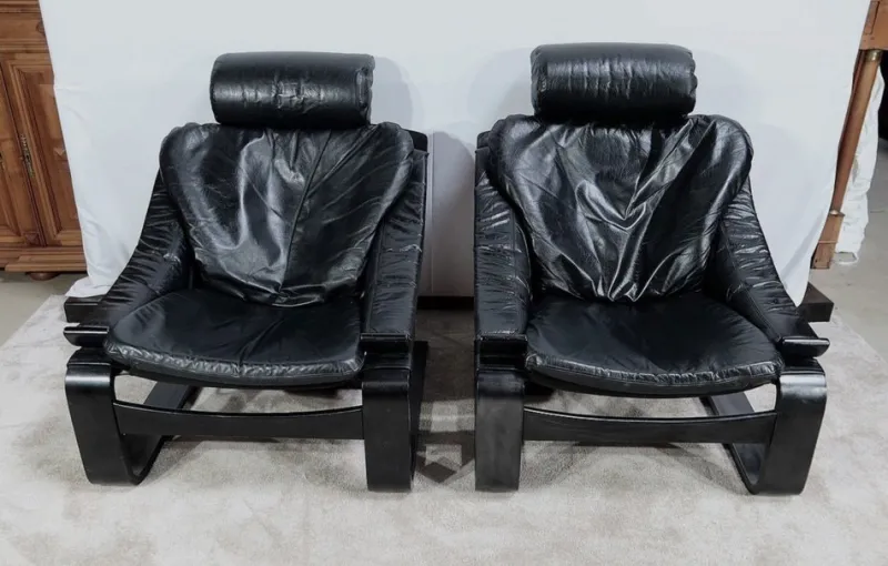 Pamono Kroken Lounge Set by Ake Fribyter for Nelo, 1974, Set of 3> Living Room Sets