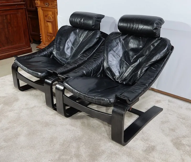 Pamono Kroken Lounge Set by Ake Fribyter for Nelo, 1974, Set of 3> Living Room Sets