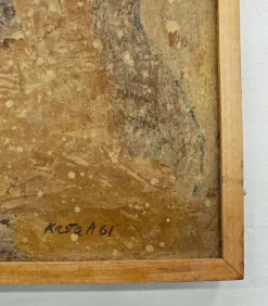 Pamono Krsta Andrejevic, Abstract Landscape, 1961, Oil on Canvas, Framed><noscript><img width=