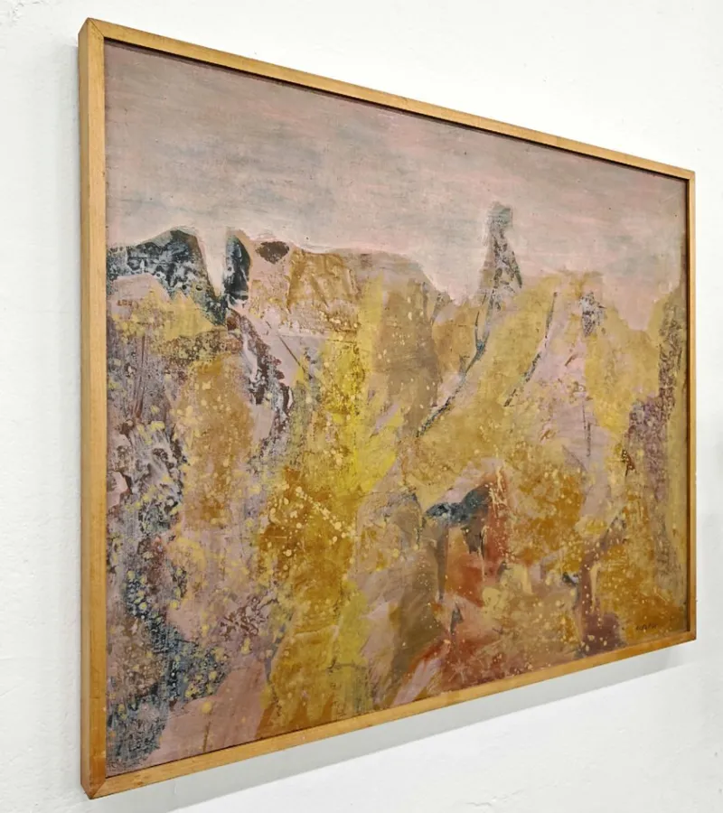 Pamono Krsta Andrejevic, Abstract Landscape, 1961, Oil on Canvas, Framed> Painting
