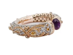 Pamono 9kt Gold and Silver Bracelet with Diamonds and Sapphires> Bracelets