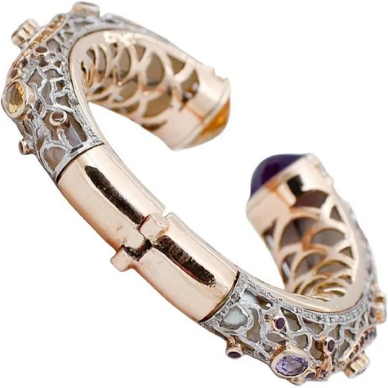 Pamono 9kt Gold and Silver Bracelet with Diamonds and Sapphires> Bracelets