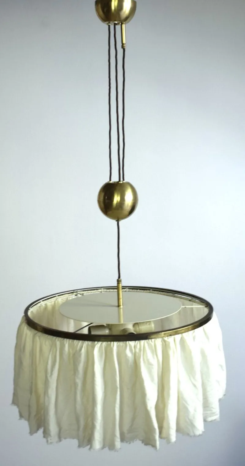 Outlet Pamono Kugelzug Pendant Lamp in Silk by Adolf Loos for J.T. Kalmar, 1955