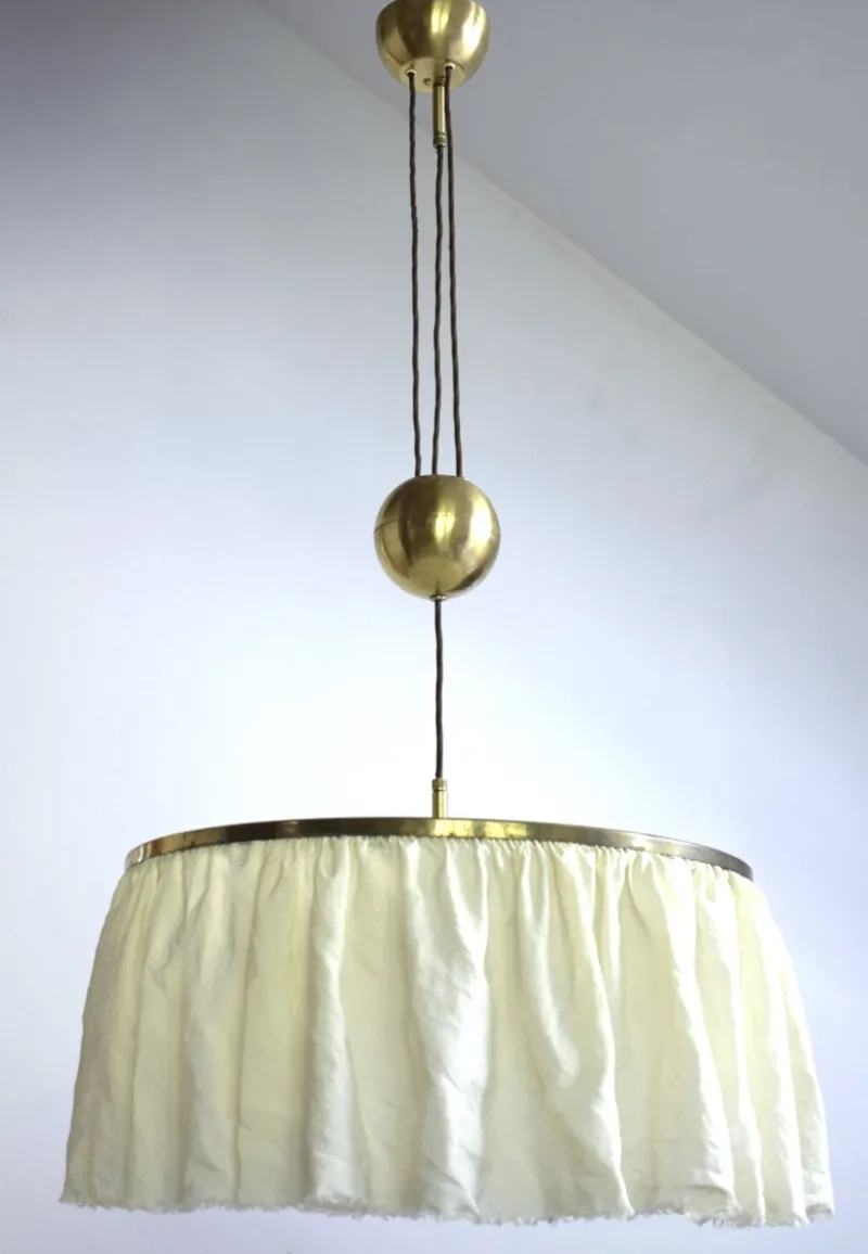 Outlet Pamono Kugelzug Pendant Lamp in Silk by Adolf Loos for J.T. Kalmar, 1955