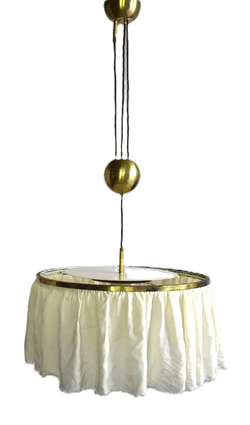 Outlet Pamono Kugelzug Pendant Lamp in Silk by Adolf Loos for J.T. Kalmar, 1955