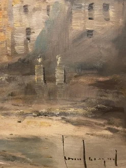Pamono L. Cargnel, Village Scene, 20th Century, Oil Painting on Canvas><noscript><img width=