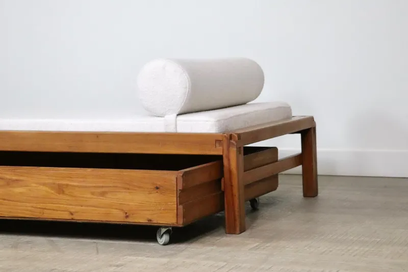 Clearance Pamono L03 Daybed in Elm by Pierre Chapo, France, 1960s