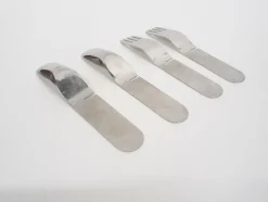 Pamono La Bomba Flatware in Stainless Steel by Helen von Boch and Federigo Fabbrini, Germany, 1970s, Set of 4><noscript><img width=