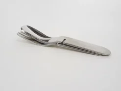 Pamono La Bomba Flatware in Stainless Steel by Helen von Boch and Federigo Fabbrini, Germany, 1970s, Set of 4><noscript><img width=