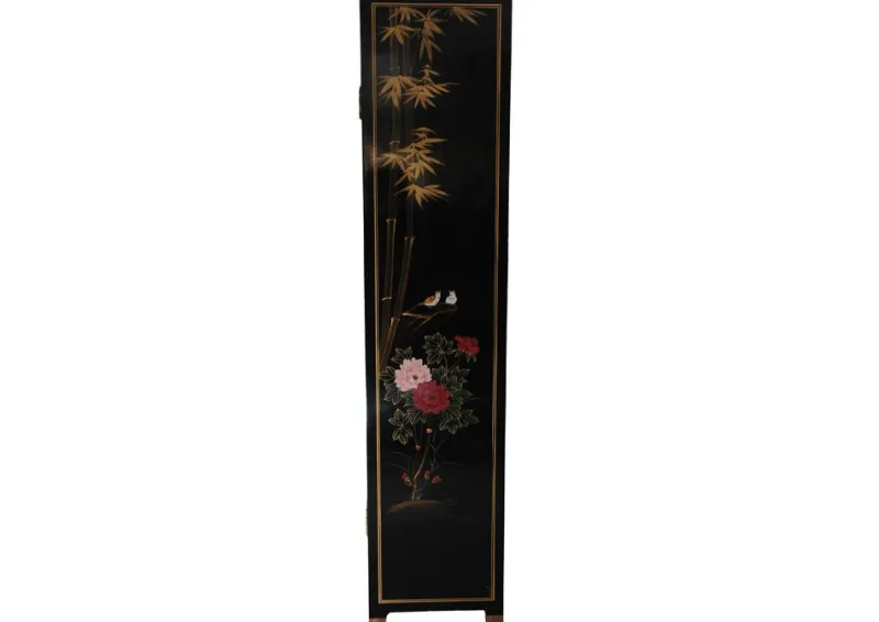 Outlet Pamono Lacquer De Chine Decorative Floral Four Fold Two-Sided Room Divider