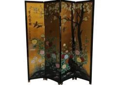 Outlet Pamono Lacquer De Chine Decorative Floral Four Fold Two-Sided Room Divider