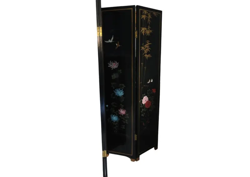Outlet Pamono Lacquer De Chine Decorative Floral Four Fold Two-Sided Room Divider