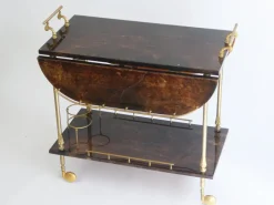 Pamono Lacquered Goatskin Bar Cart by Aldo Tura, 1960s