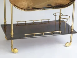 Pamono Lacquered Goatskin Bar Cart by Aldo Tura, 1960s