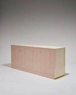 Pamono Lacquered Wood and Brass Sideboard, 1970s><noscript><img width=