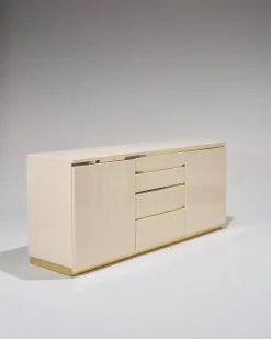Pamono Lacquered Wood and Brass Sideboard, 1970s><noscript><img width=