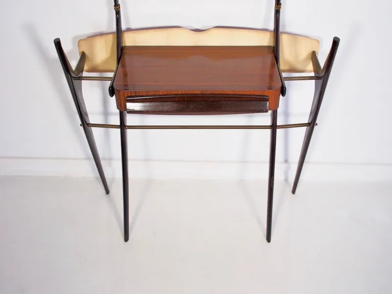 Pamono Lacquered Wood Dressing Table with Glass Top and Mirror, 1950s> Dressing Tables