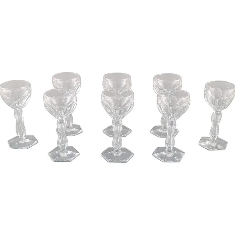 Pamono Lalaing Glasses in Mouth-Blown Crystal Glass from Val St. Lambert, Belgium, 1950s, Set of 8> Glassware