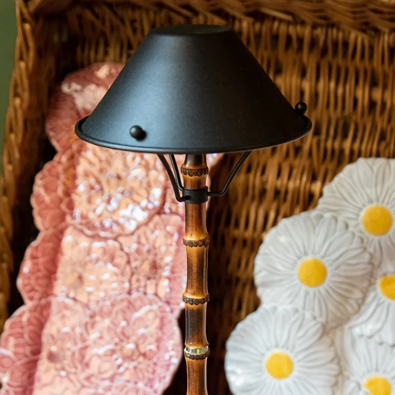 Pamono Lamp in Bamboo with Black Finish and Charger from Isander Borges> Table Lamps
