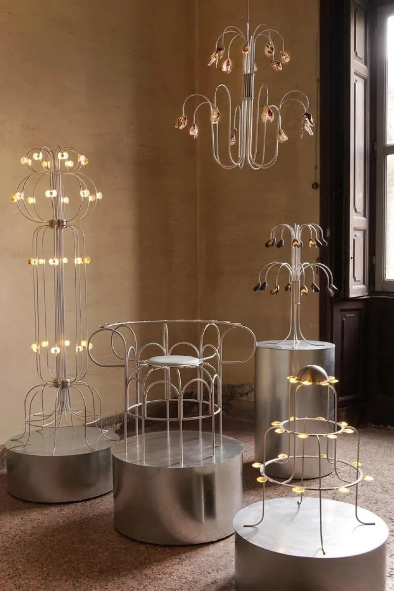 Outlet Pamono Lamp with the Shells in Metal and Aluminum by Touch with Eyes