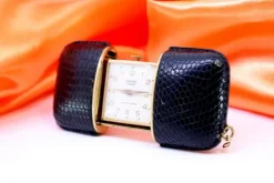 Pamono Lancel Travel Watch with Leather Case and Mechanical System><noscript><img width=