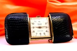 Pamono Lancel Travel Watch with Leather Case and Mechanical System><noscript><img width=