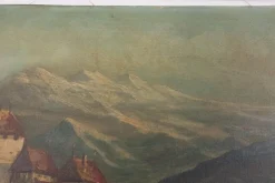 New Pamono Landscape Chateau Chillon Leman Lake, Switzerland, Late 19th-Century, Oil on Canvas
