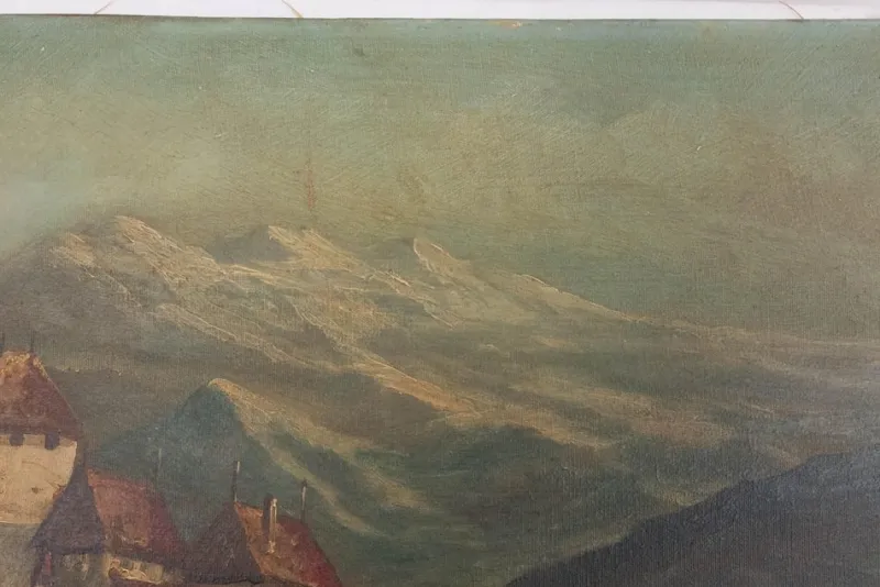 New Pamono Landscape Chateau Chillon Leman Lake, Switzerland, Late 19th-Century, Oil on Canvas