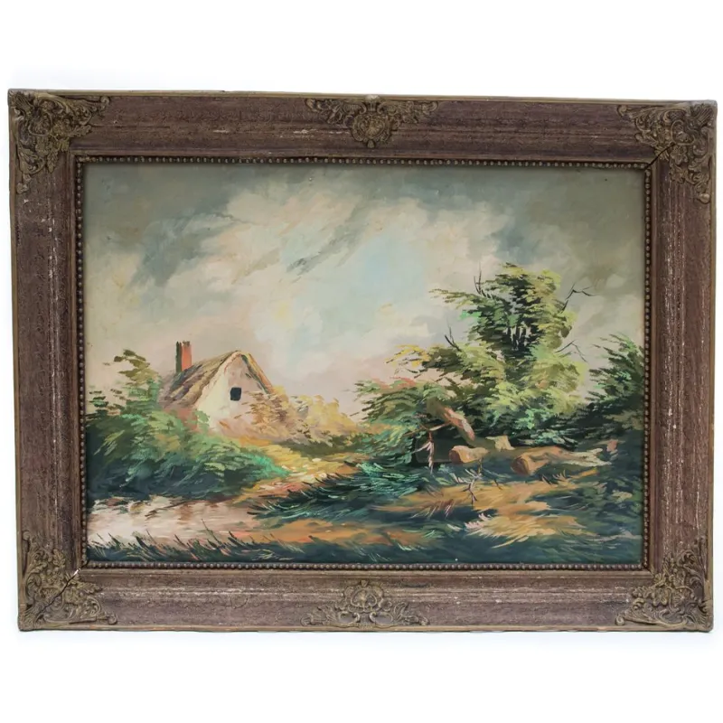 Pamono Landscape with a Hut, Oil on Canvas, Framed> Old Masters