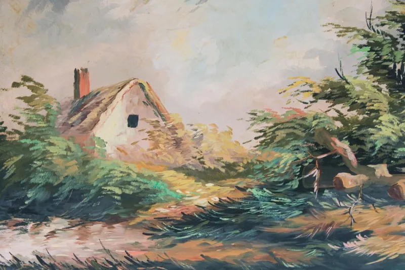 Pamono Landscape with a Hut, Oil on Canvas, Framed> Old Masters