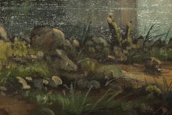 New Pamono Landscape with Chateau Chillon Leman Lake, Switzerland, Oil Painting on Canvas, Early 20th Century, Framed