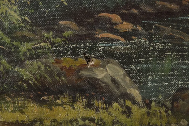 New Pamono Landscape with Chateau Chillon Leman Lake, Switzerland, Oil Painting on Canvas, Early 20th Century, Framed