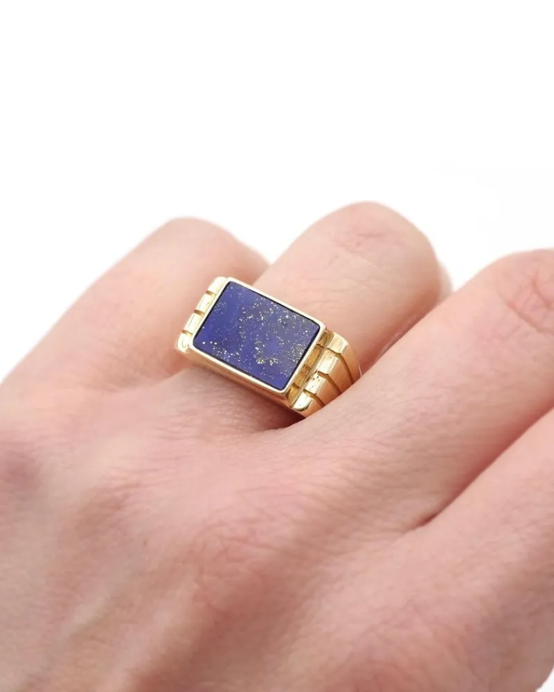 Pamono Lapis Lazuli Tank Ring> Rings