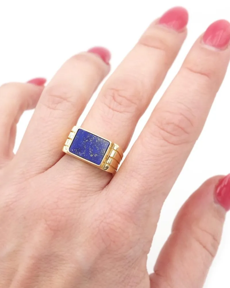 Pamono Lapis Lazuli Tank Ring> Rings