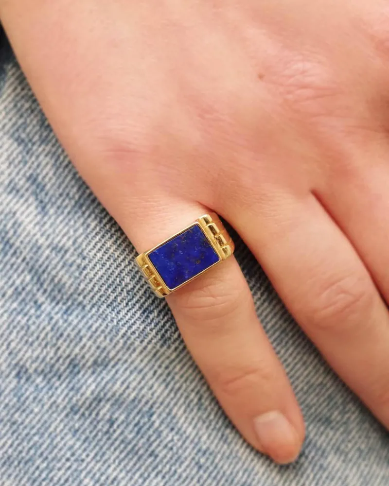 Pamono Lapis Lazuli Tank Ring> Rings