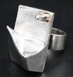 Pamono Lapponia A Space Series Silver Ring by Bjorn Weckstrom><noscript><img width=