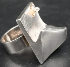 Pamono Lapponia A Space Series Silver Ring by Bjorn Weckstrom><noscript><img width=