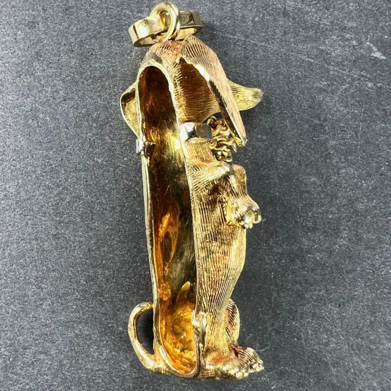 Online Pamono Large 18 Karat Yellow White Gold Dachshund Dog Charm Pendant with Ruby, 1950s