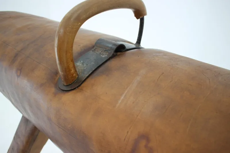 Pamono Large Adjustable Gymnastic Leather Pommel Horse, 1950s> Benches