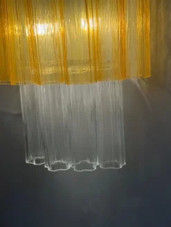 New Pamono Large Amber and Clear Murano Glass Sconces, 1990, Set of 2