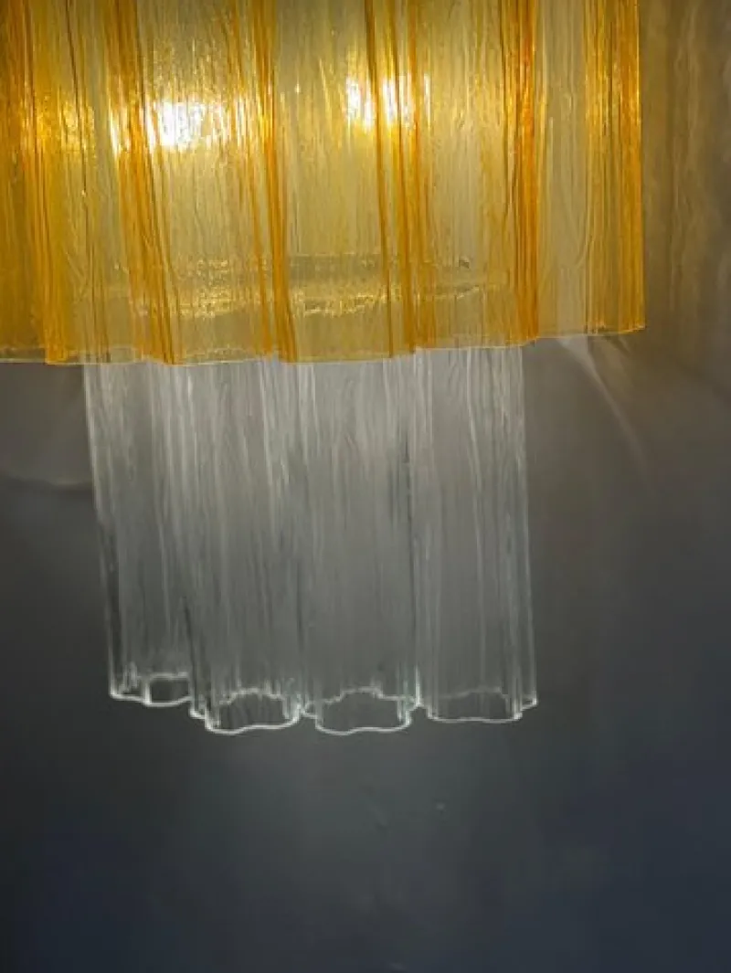 New Pamono Large Amber and Clear Murano Glass Sconces, 1990, Set of 2