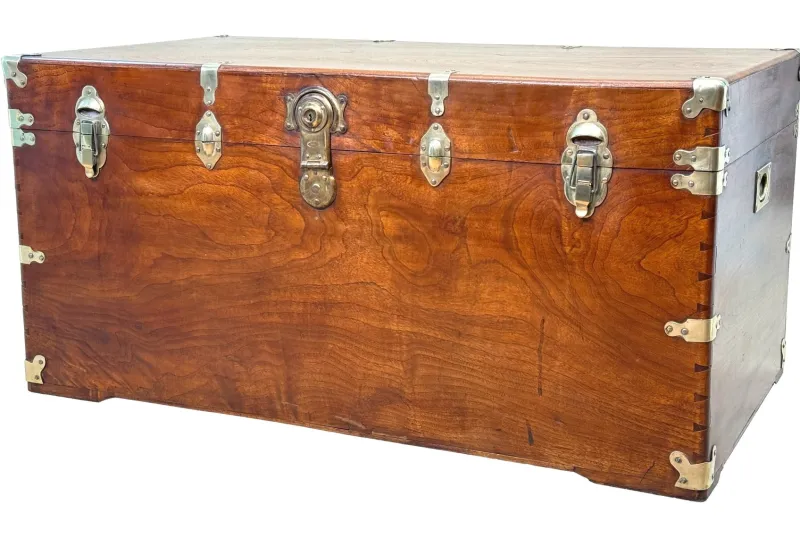 Online Pamono Large Antique American Military Camphor Campaign Trunk, 1860